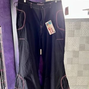 NWT MacGirl from Hot Topic black flared pants with pink detailing